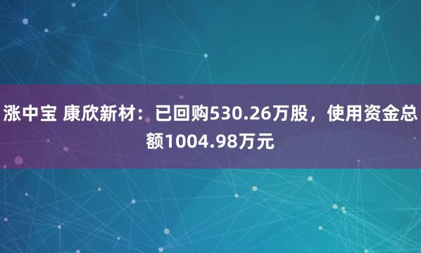 涨中宝 康欣新材：已回购530.26万股，使用资金总额1004.98万元